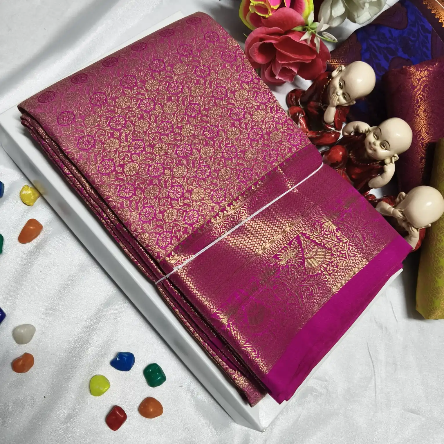Vastharakala Allover Floral Brocade Soft Silk Saree